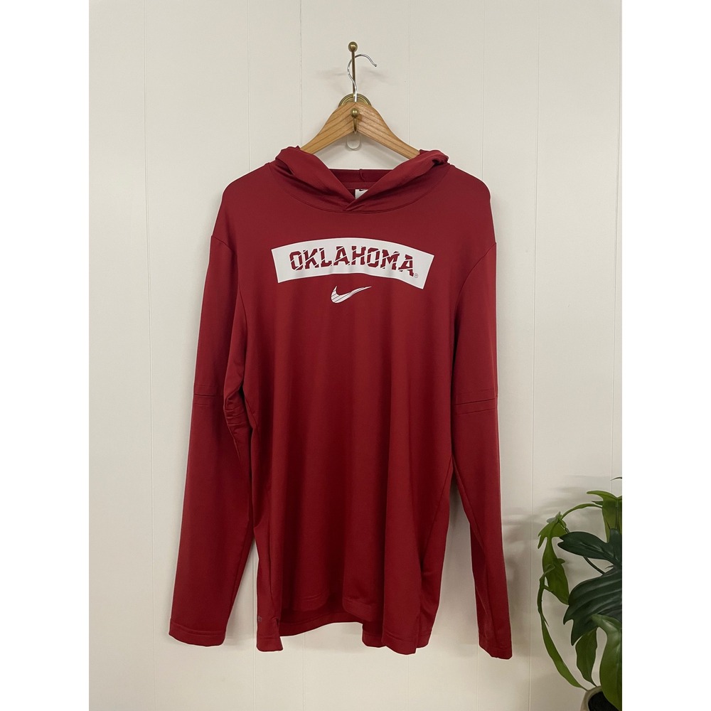 Nike Oklahoma Sooners Dri-FIT Crimson Red Hoodie Mens Large OU NCAA Long Sleeve